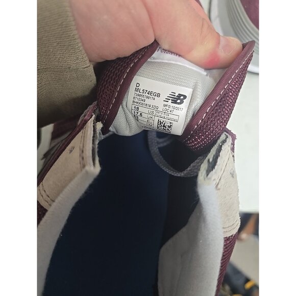New Balance Men's 574 Core M574EGB Athletic Shoe Burgundy Size 18D - Picture 4 of 8